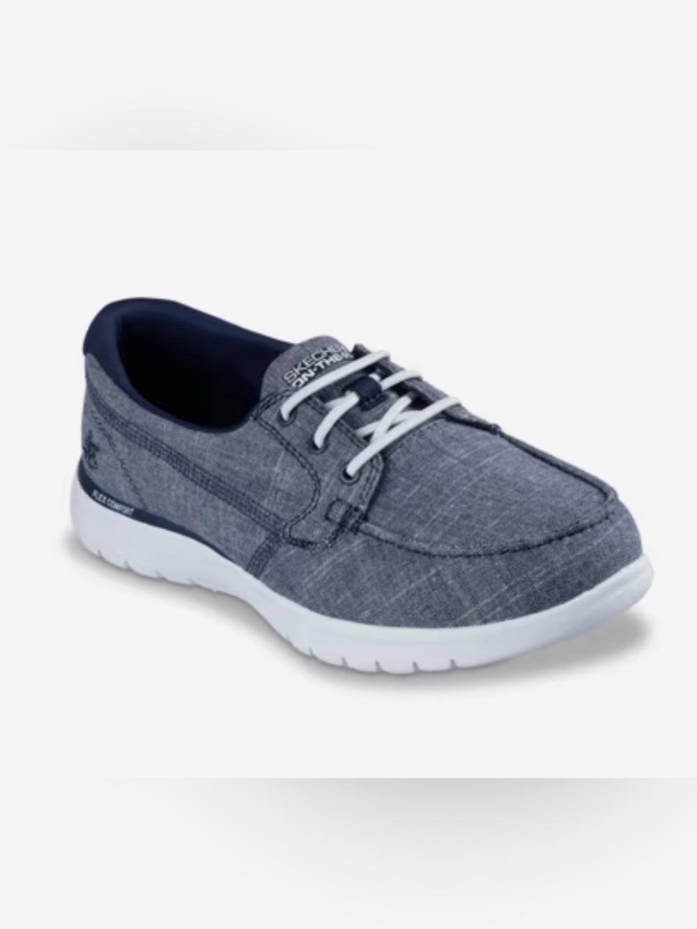 Skechers Navy Chambray Slip-On Lace Boat Shoe 6.5